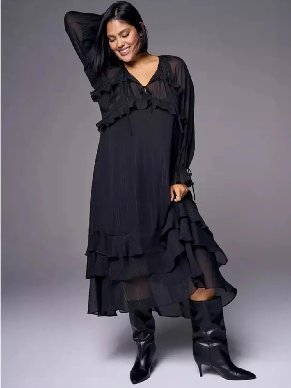 torrid Black Ruffle Tiered Maxi Dress - Picture 1 of 4